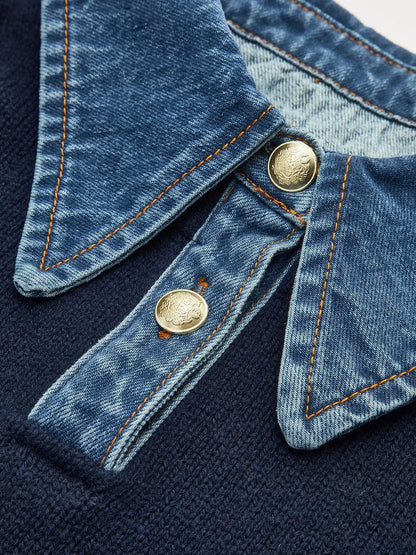 2 in 1 Panel Lapel Sweater KNOWRIC