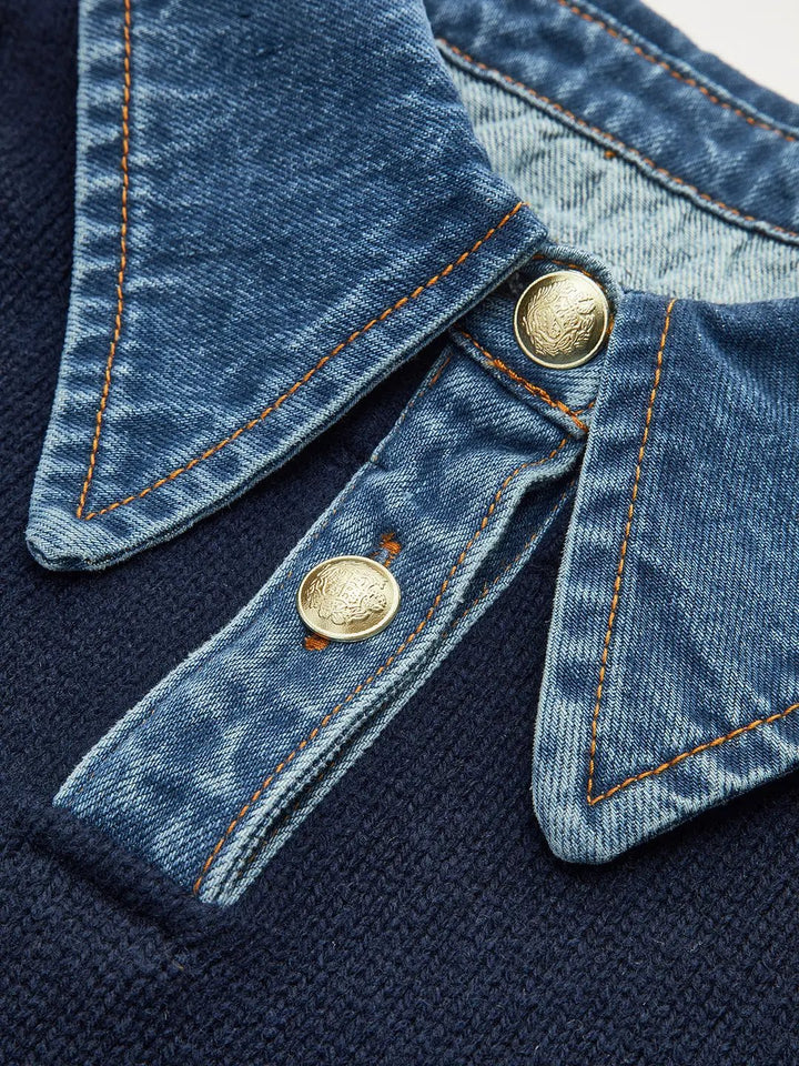 2 in 1 Panel Lapel Sweater KNOWRIC