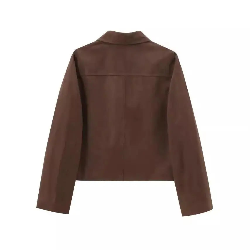 Retro 'Old Money' Suede Short Jacket - Thick Brown KNOWRIC