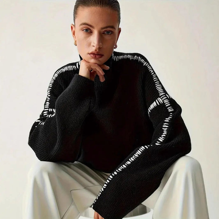 Shift The Focus Oversized Mock Neck Sweater KNOWRIC