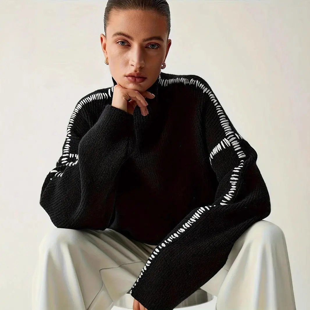 Shift The Focus Oversized Mock Neck Sweater KNOWRIC