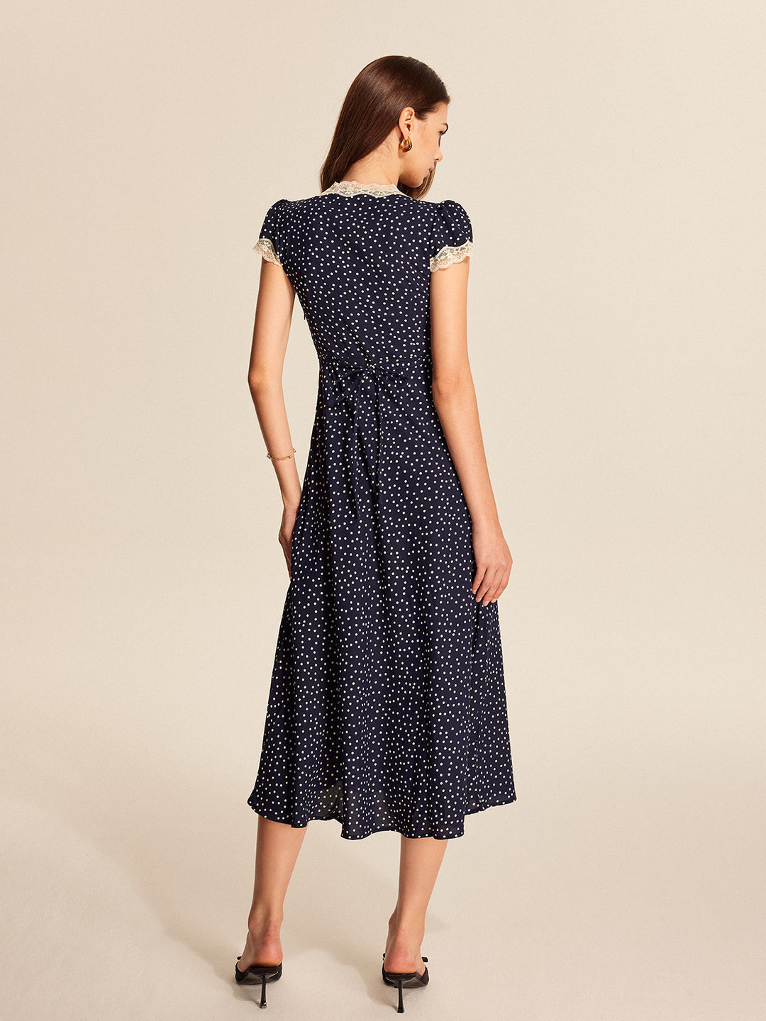 Elegant Polkadot Lace Maxi Dress - KNOWRIC