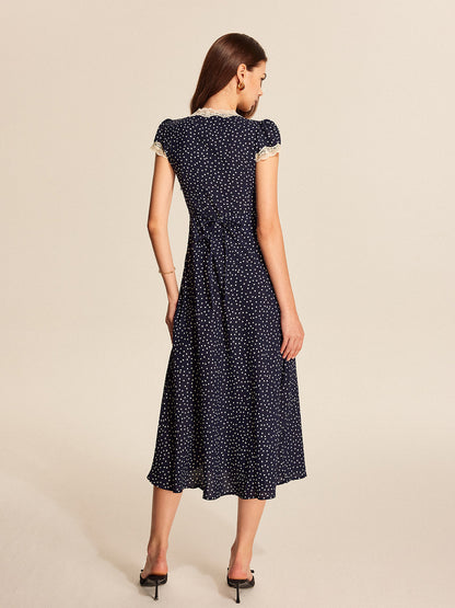 Elegant Polkadot Lace Maxi Dress - KNOWRIC