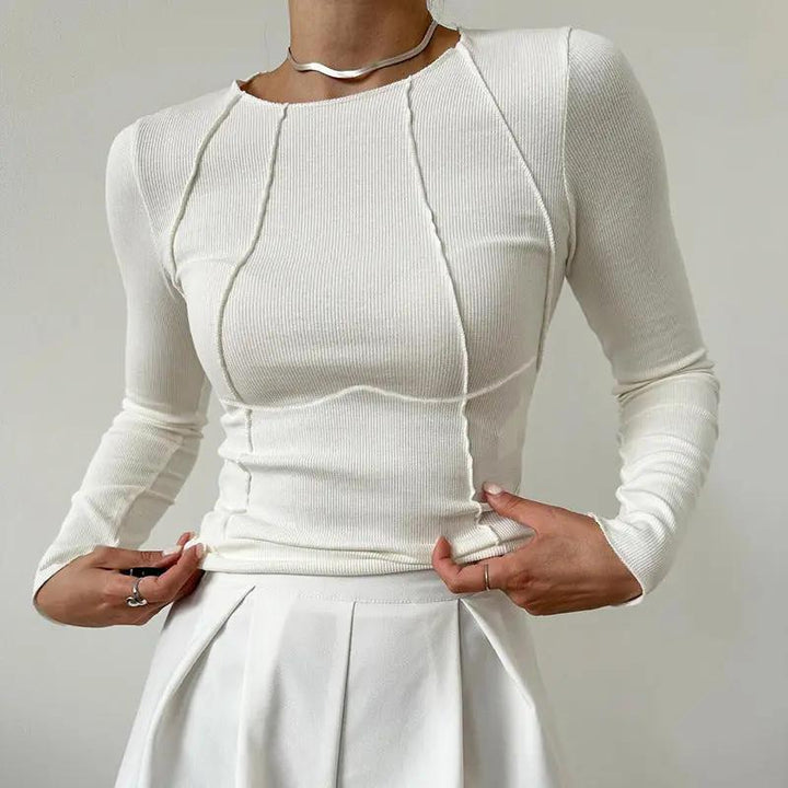 Basic Piping Long Sleeve Top KNOWRIC