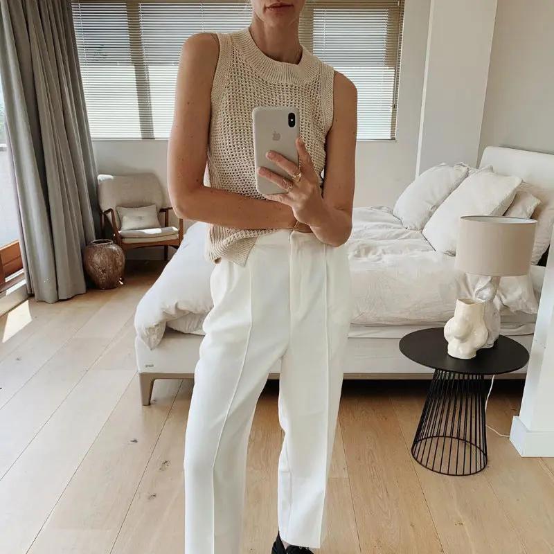 Knit Hollow Solid Tank Top KNOWRIC