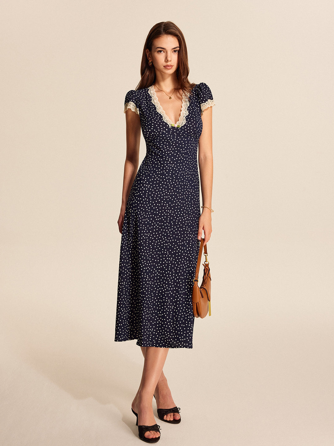 Elegant Polkadot Lace Maxi Dress - KNOWRIC