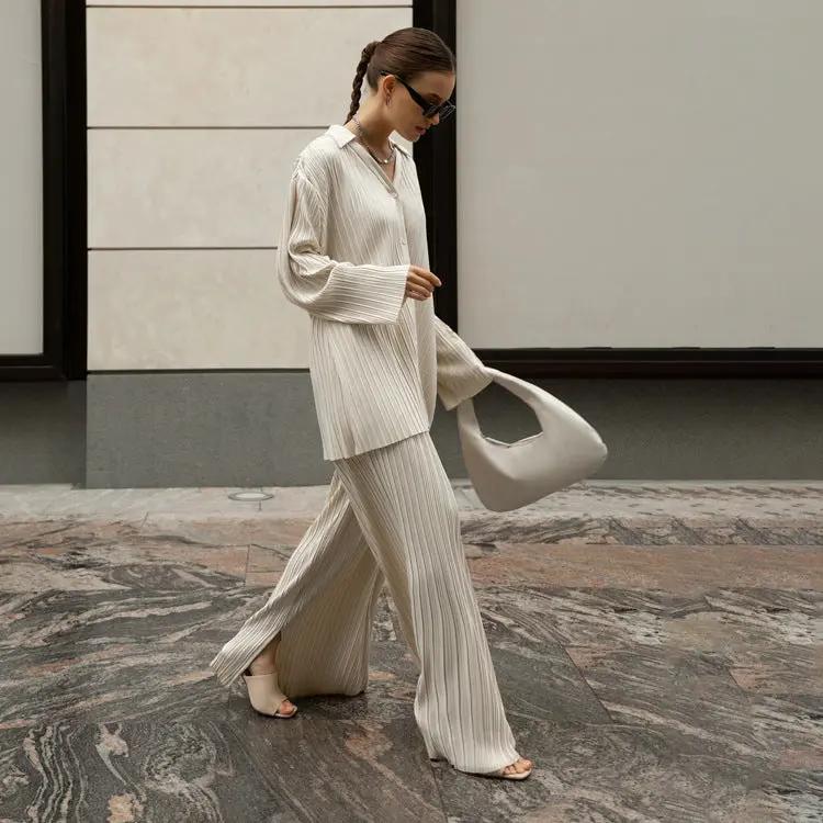 Minimal Chic Two-Piece Set – Solid Color Straight-Leg Elegance Trendsi