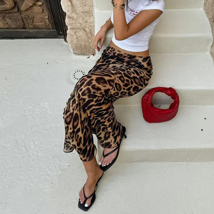 Slim Leopard Print Maxi Skirt KNOWRIC