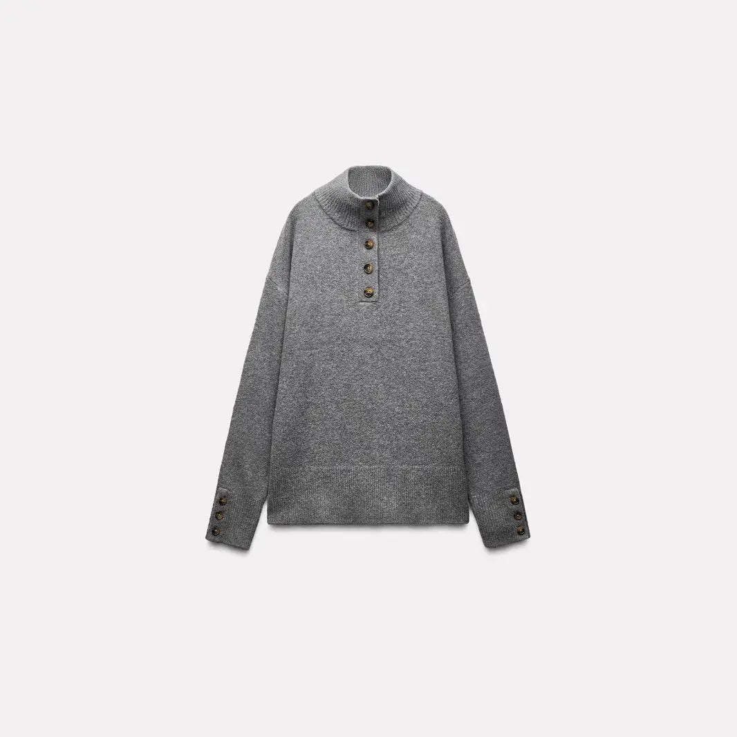 Effortless Style: Mock-Neck Stripe Sweater KNOWRIC