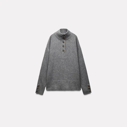 Effortless Style: Mock-Neck Stripe Sweater KNOWRIC