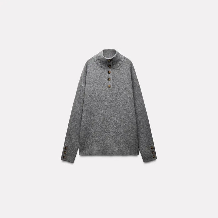 Effortless Style: Mock-Neck Stripe Sweater KNOWRIC