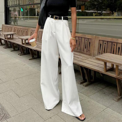 Solid Wide Leg Pants Without Belt KNOWRIC