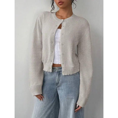 Slim-Fit Cropped Knitted Cardigan Sweater KNOWRIC