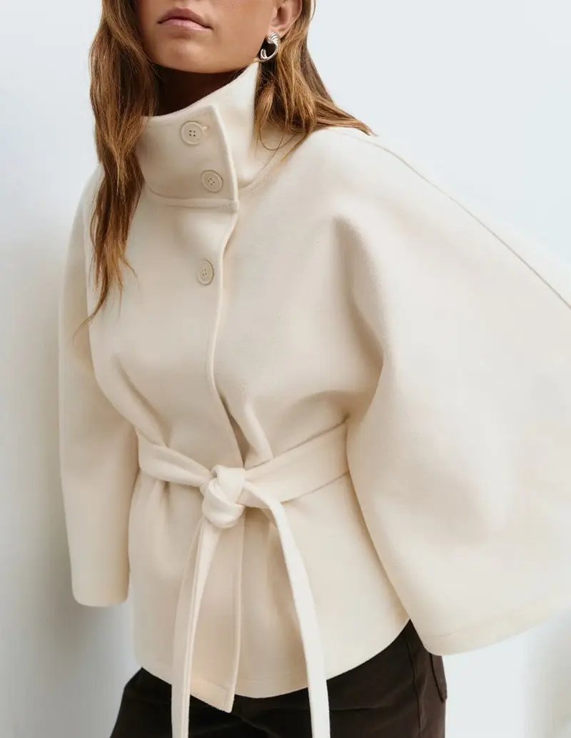 Statement High-Collar Drape Coat KNOWRIC