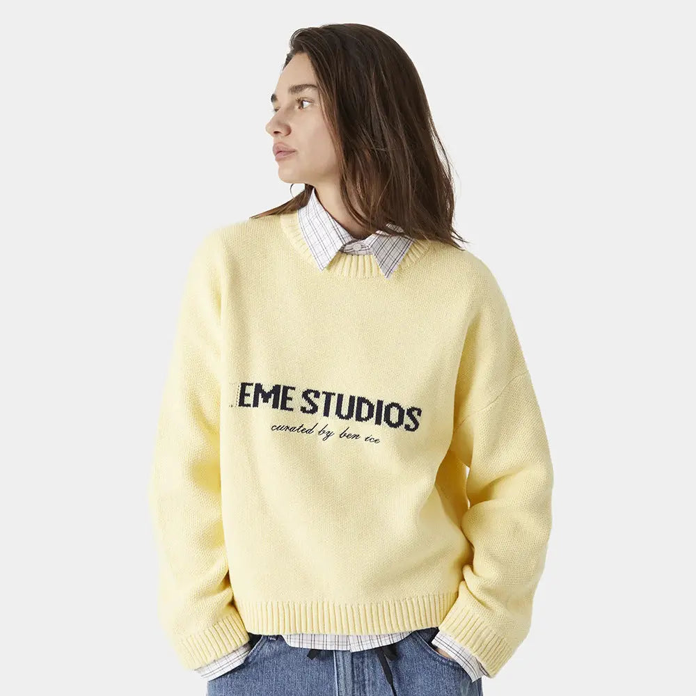 Loose Fit Letter Embroidered Pullover Sweater KNOWRIC