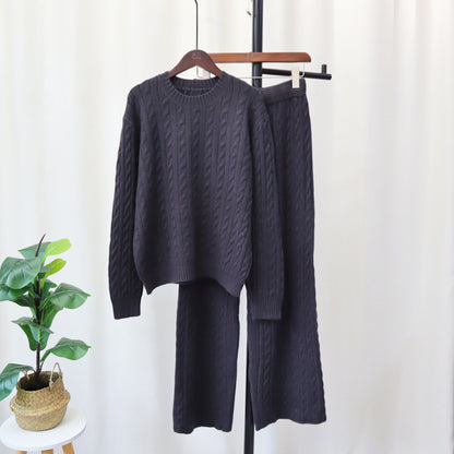Cozy Knitted Sweater & Wide-Leg Pants Two-Piece Set - KNOWRIC