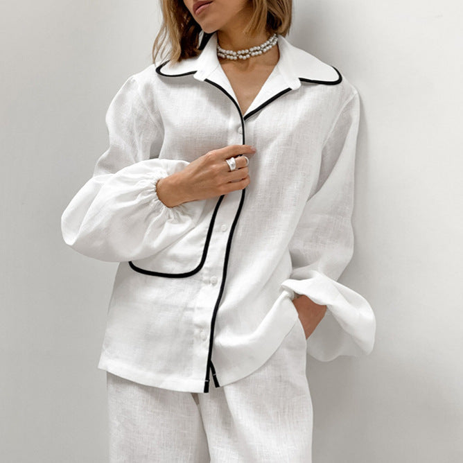 Long Sleeve Linen Set - KNOWRIC