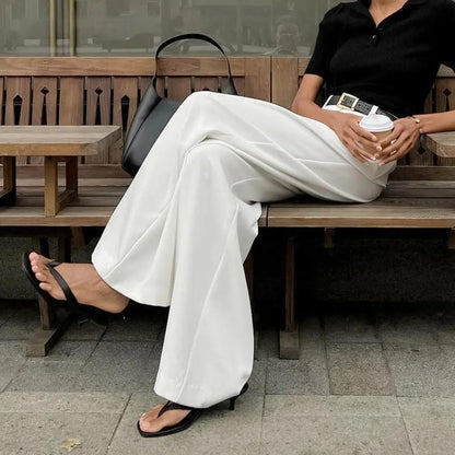 Solid Wide Leg Pants Without Belt KNOWRIC