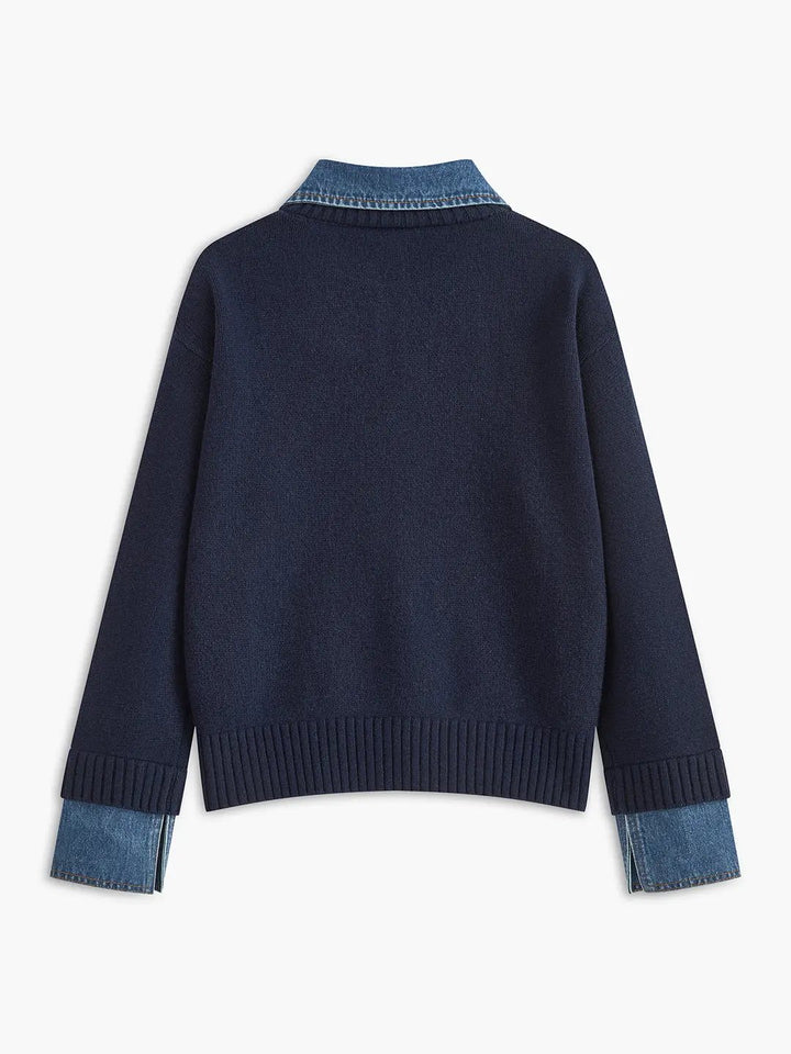 2 in 1 Panel Lapel Sweater KNOWRIC