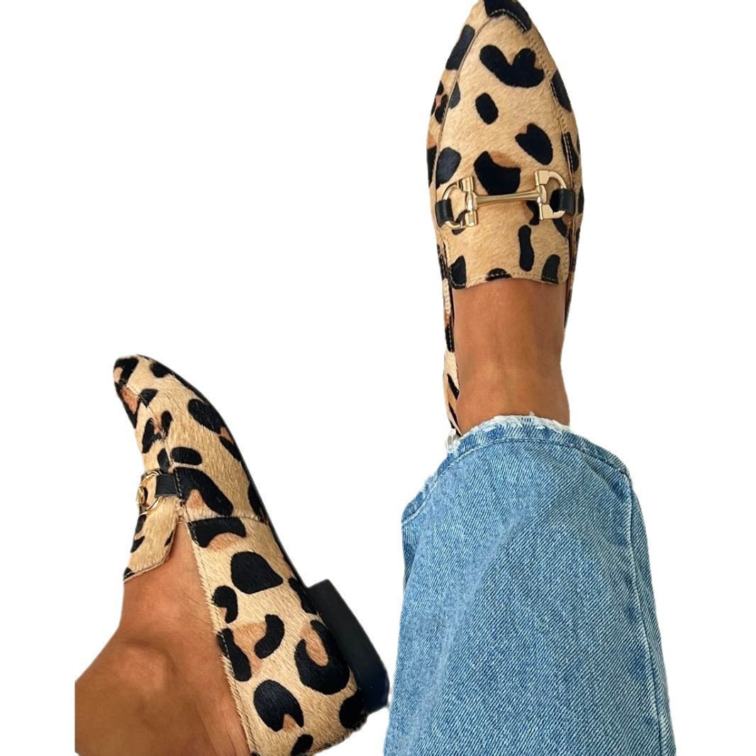 Leopard Print Low Heel Loafers – Chic & Comfortable - KNOWRIC