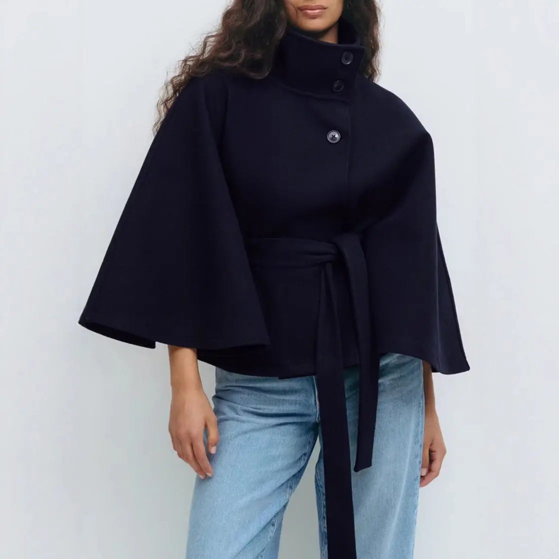 Statement High-Collar Drape Coat KNOWRIC