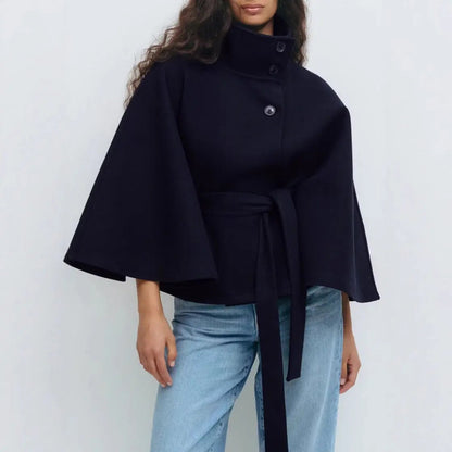Statement High-Collar Drape Coat KNOWRIC