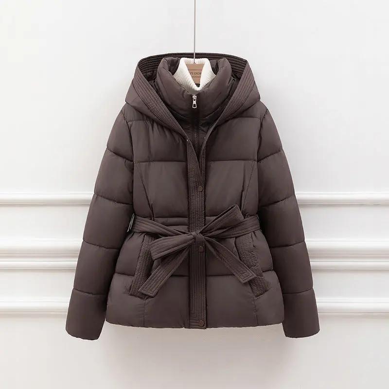 Chic Belted Cropped Puffer Jacket KNOWRIC