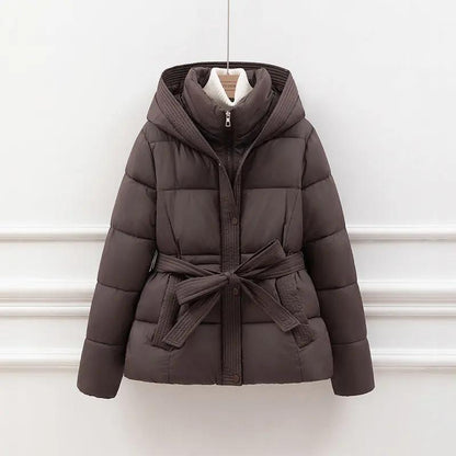 Chic Belted Cropped Puffer Jacket KNOWRIC