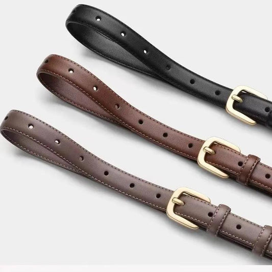 Thin Pin Buckle Leather Belt for Women - Simple & Versatile KNOWRIC