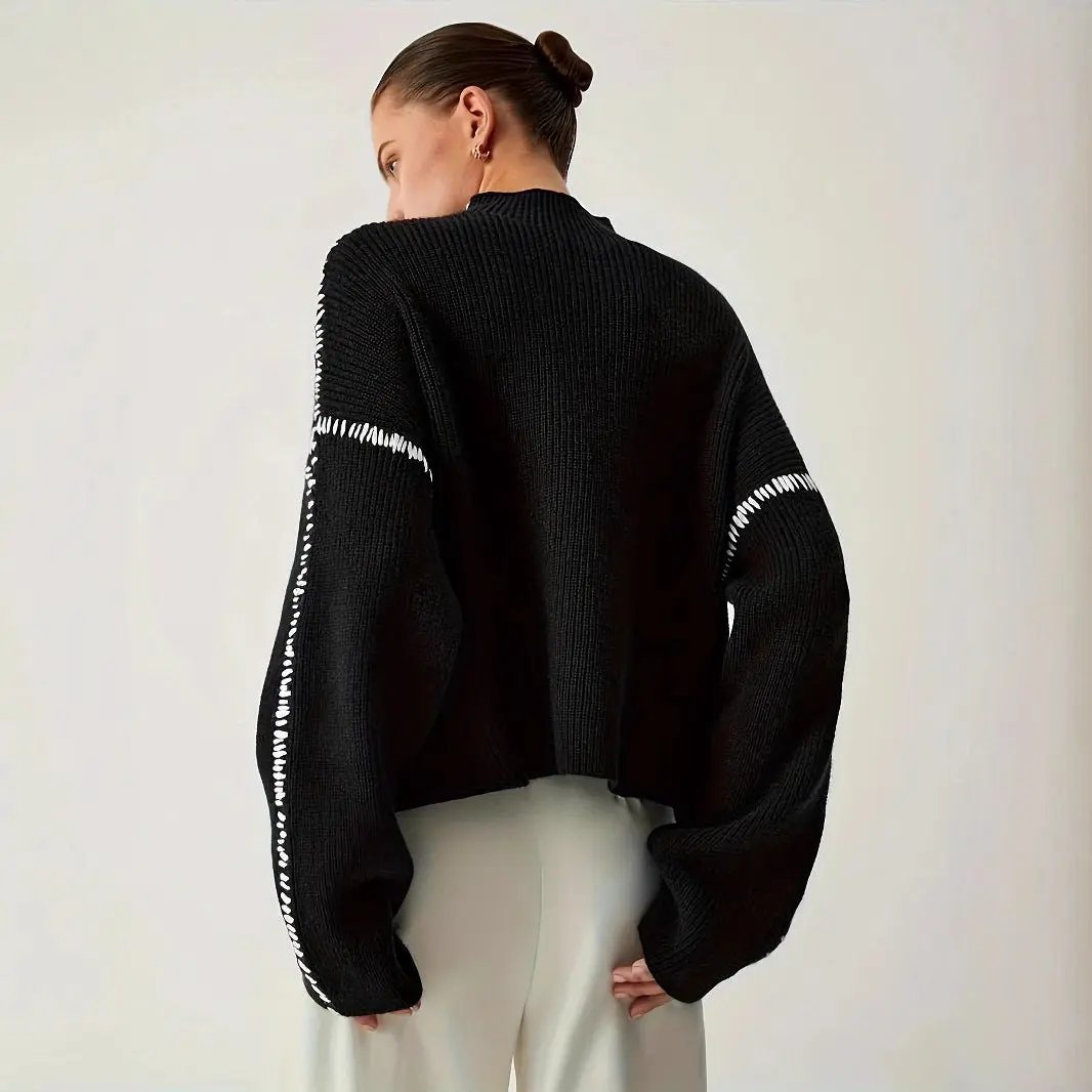 Shift The Focus Oversized Mock Neck Sweater KNOWRIC