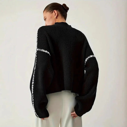 Shift The Focus Oversized Mock Neck Sweater KNOWRIC
