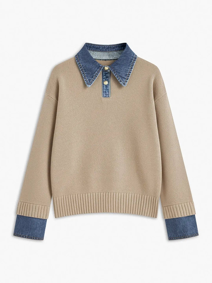 2 in 1 Panel Lapel Sweater KNOWRIC