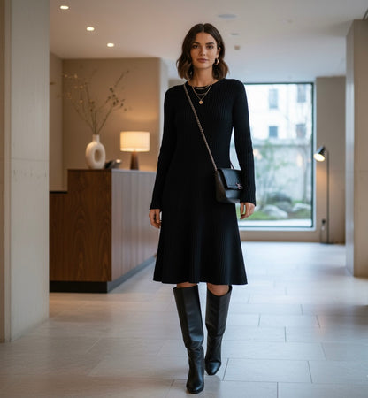 Viral Ribbed Knit Dress | Cozy Chic Fall Essential - KNOWRIC