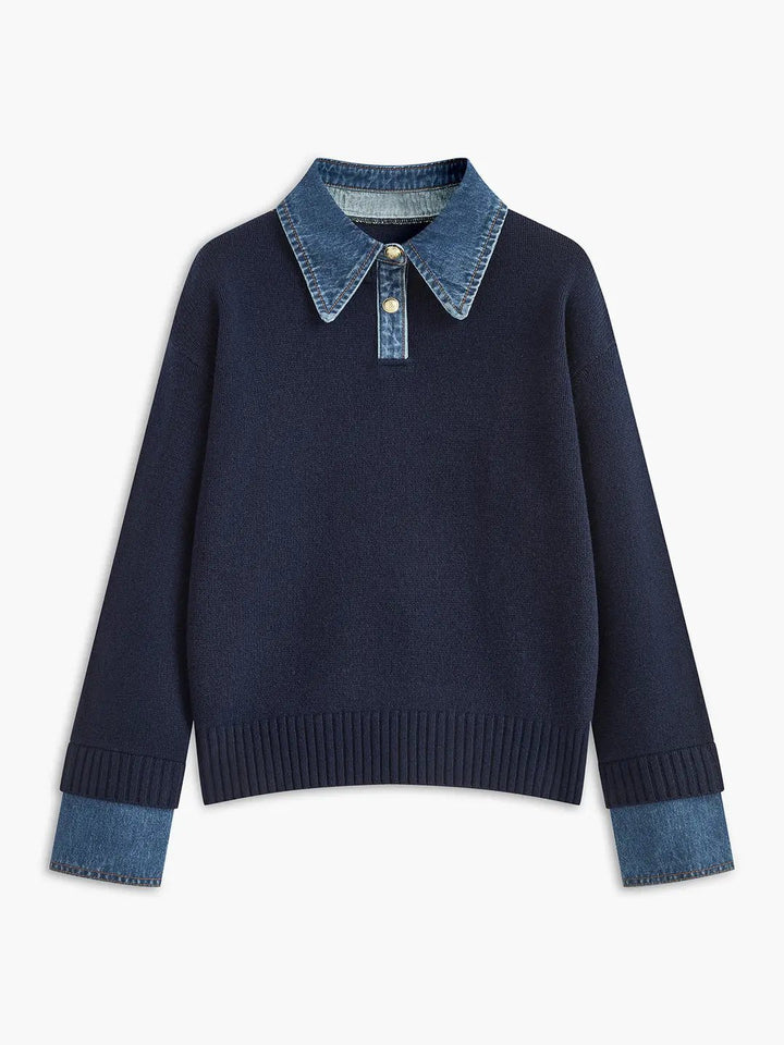 2 in 1 Panel Lapel Sweater KNOWRIC