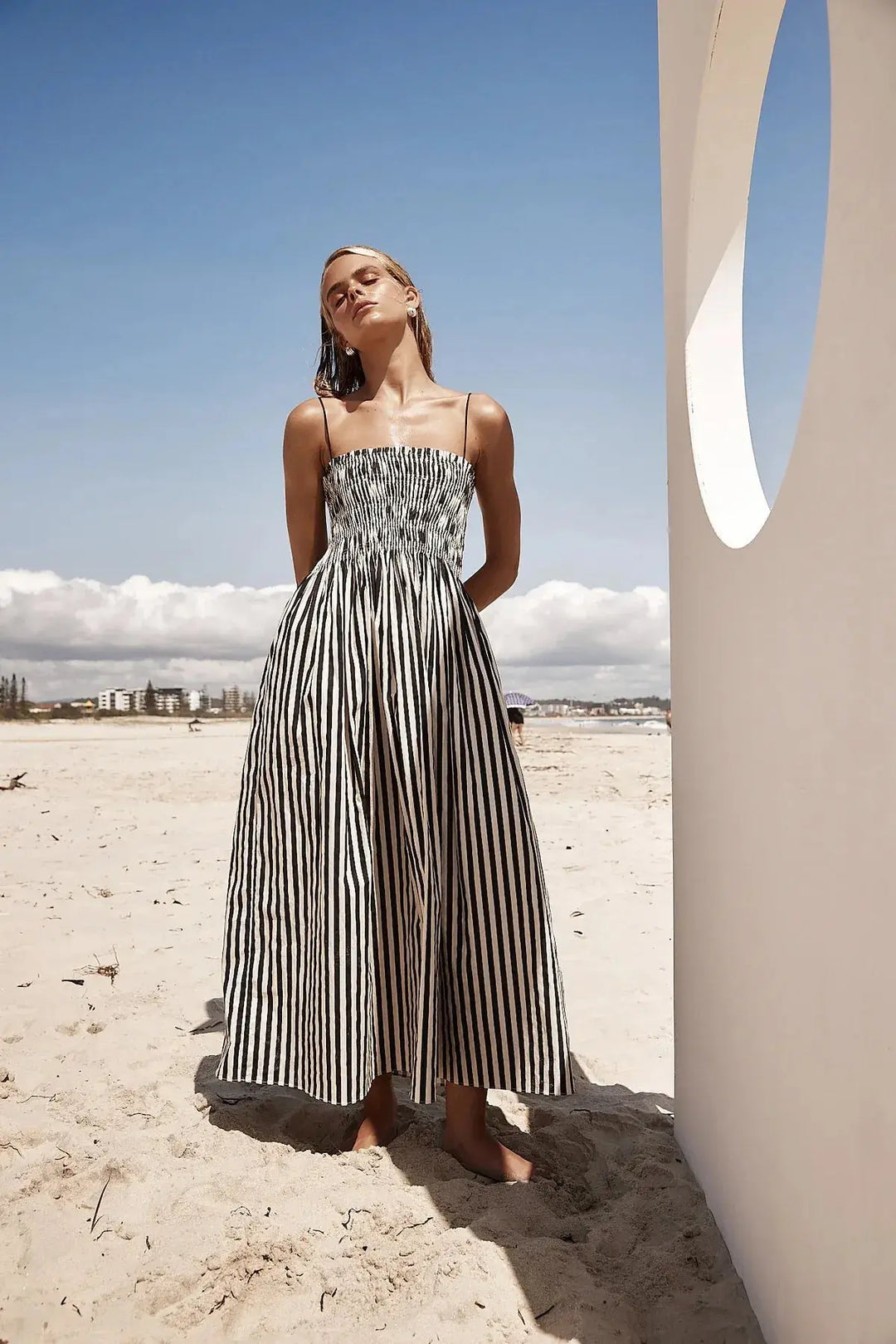 SUMMER SWING STRIPED DRESS KNOWRIC