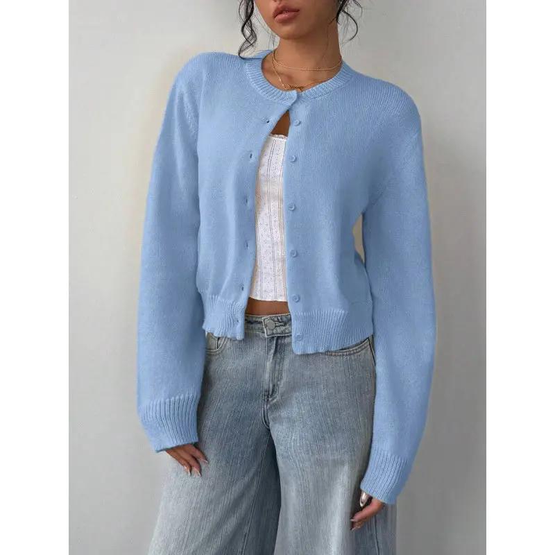 Slim-Fit Cropped Knitted Cardigan Sweater KNOWRIC