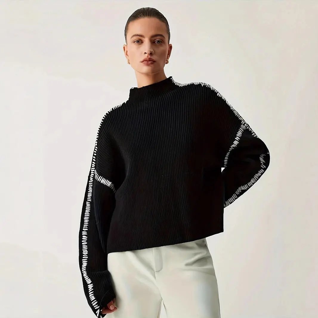 Shift The Focus Oversized Mock Neck Sweater KNOWRIC