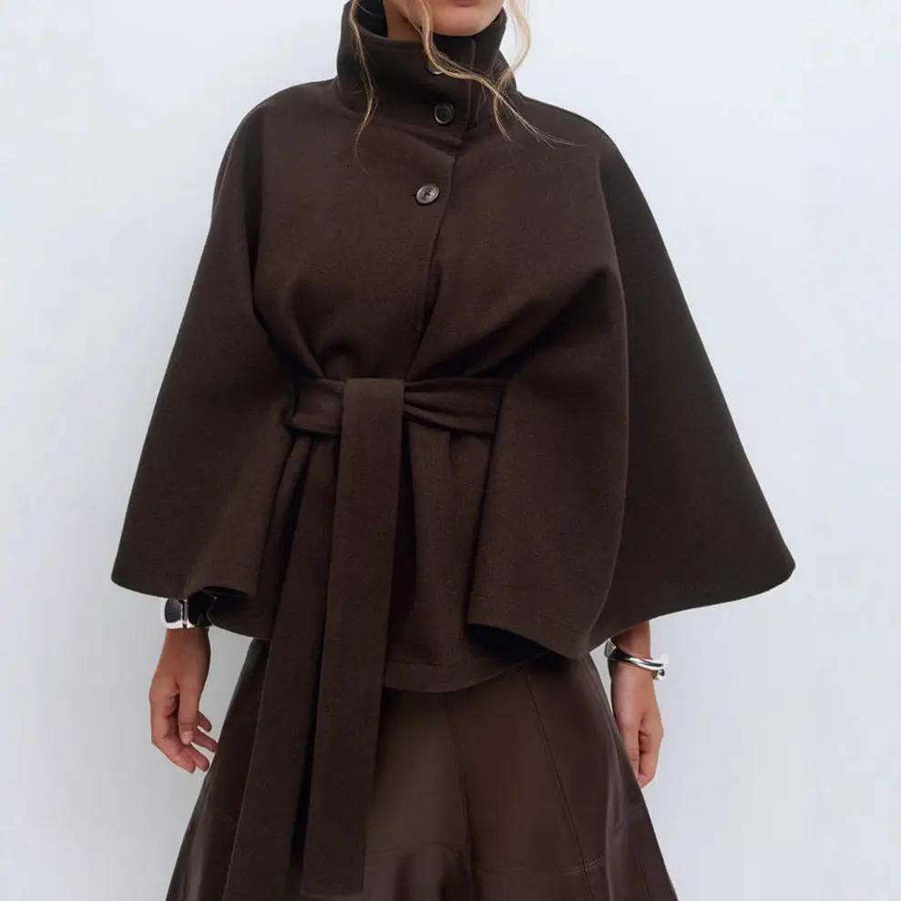 Statement High-Collar Drape Coat KNOWRIC
