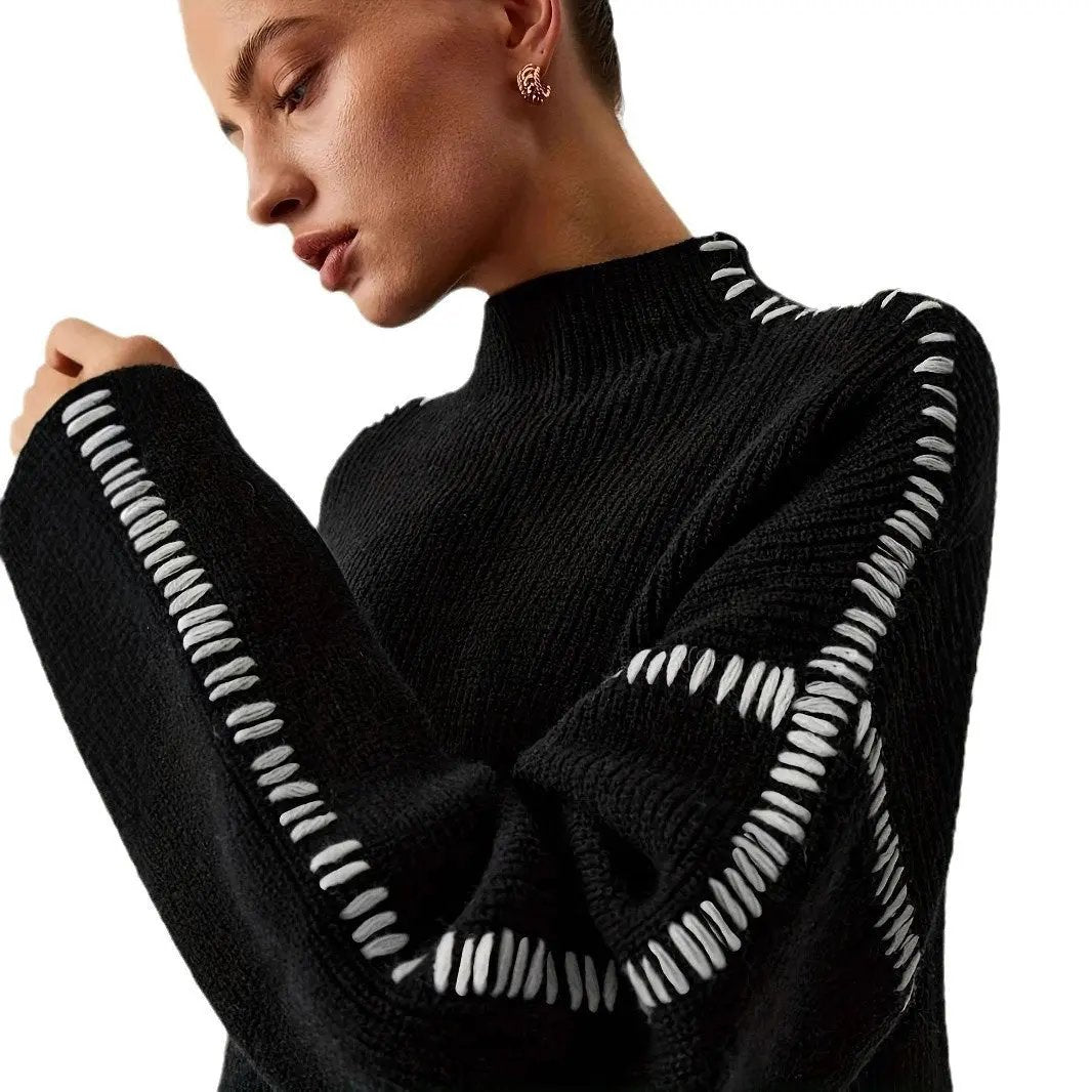 Shift The Focus Oversized Mock Neck Sweater KNOWRIC