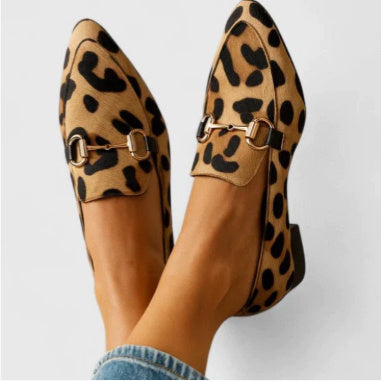 Leopard Print Low Heel Loafers – Chic & Comfortable - KNOWRIC