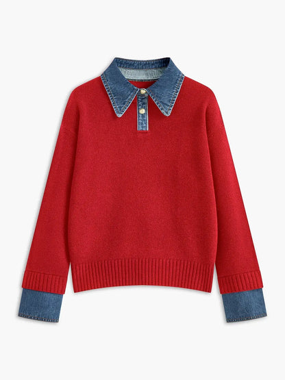 2 in 1 Panel Lapel Sweater KNOWRIC