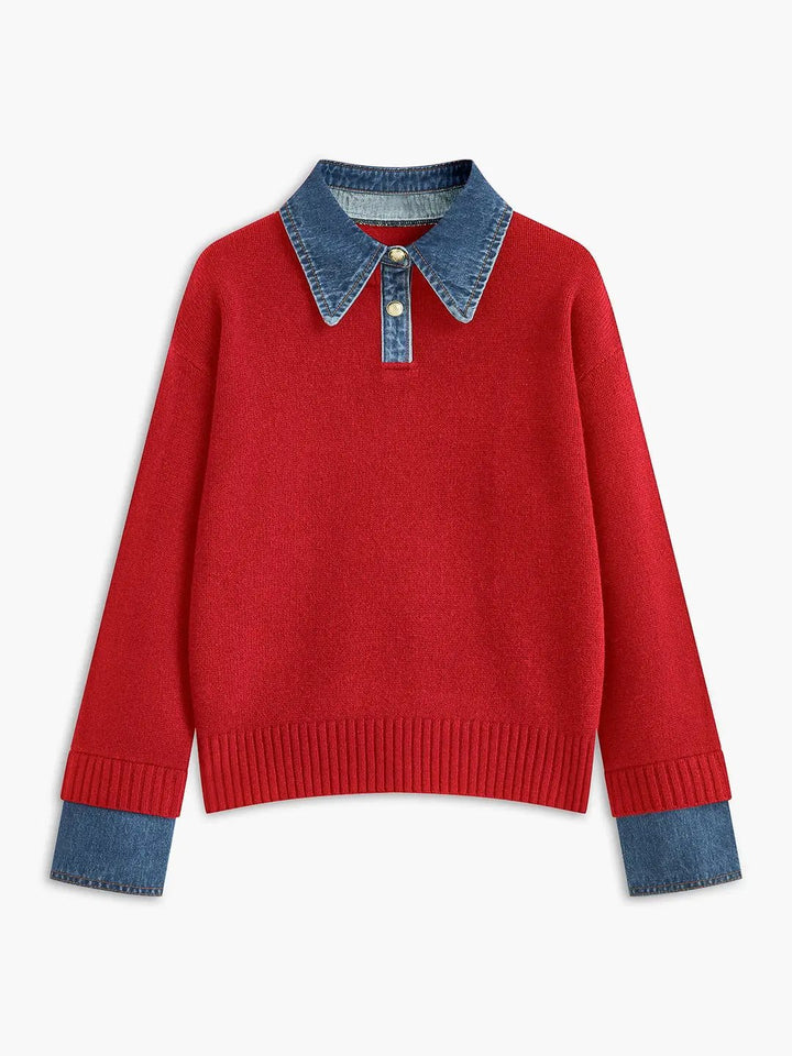 2 in 1 Panel Lapel Sweater KNOWRIC