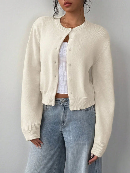 Slim-Fit Cropped Knitted Cardigan Sweater KNOWRIC