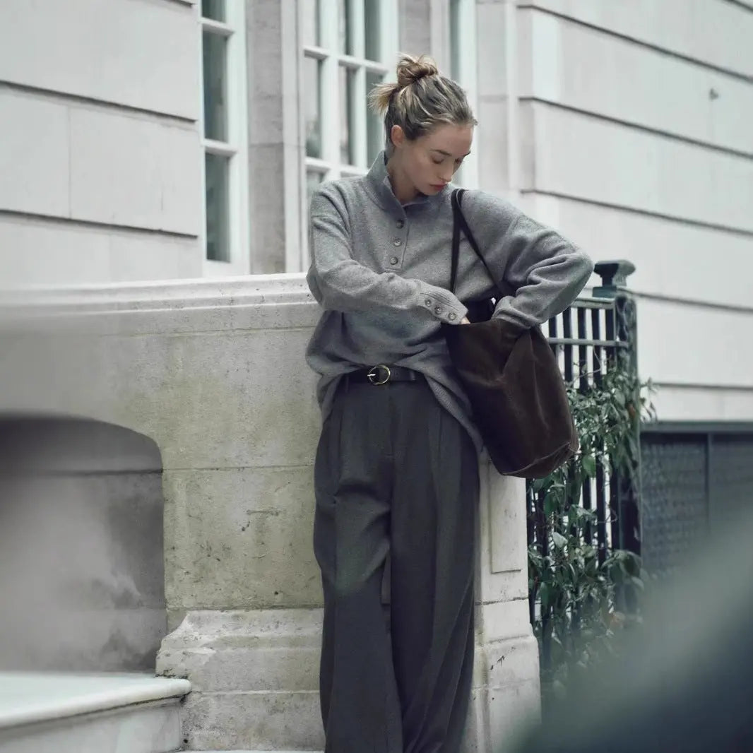 Effortless Style: Mock-Neck Stripe Sweater KNOWRIC