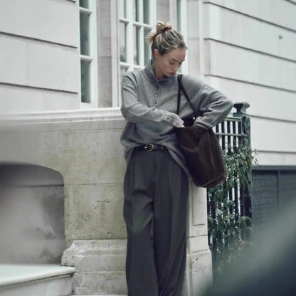 Effortless Style: Mock-Neck Stripe Sweater KNOWRIC