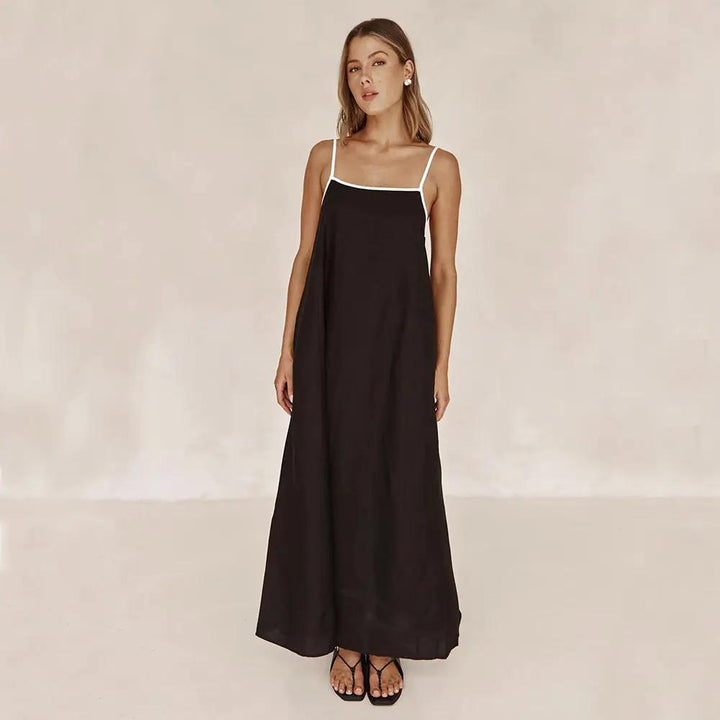 Classic Holiday Style Contrasting Suspender Dress KNOWRIC