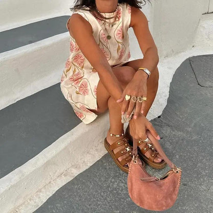 Romantic Print Sleeveless Short Dress KNOWRIC