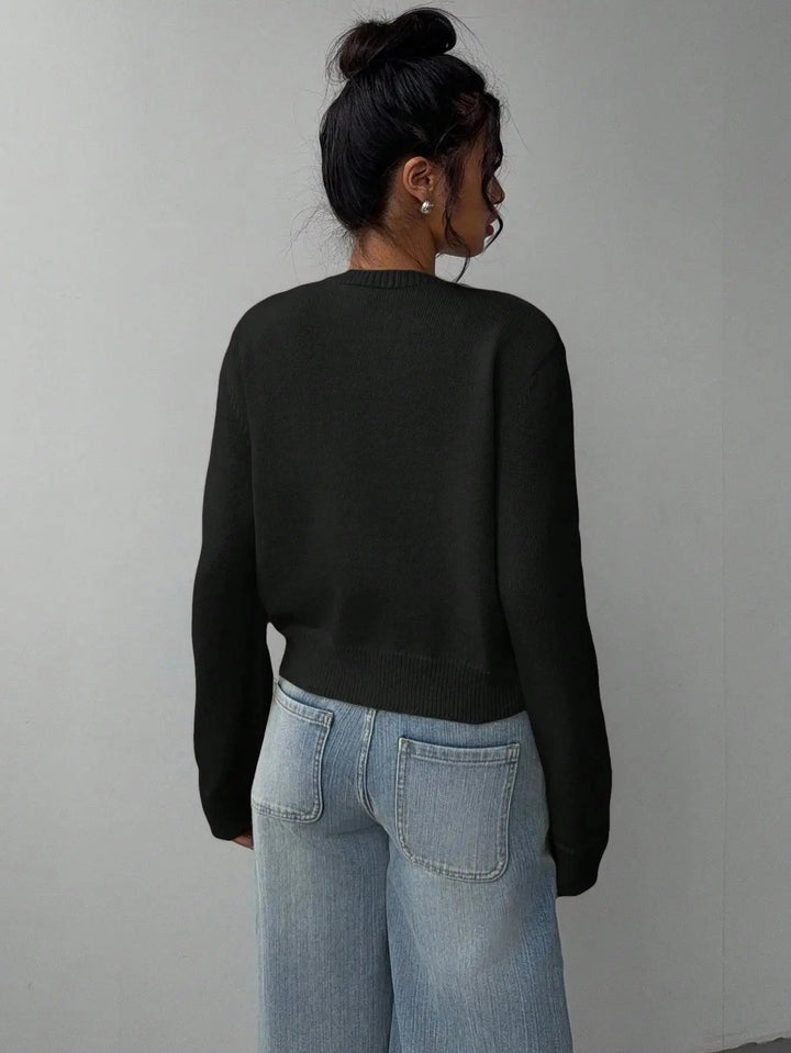 Slim-Fit Cropped Knitted Cardigan Sweater KNOWRIC