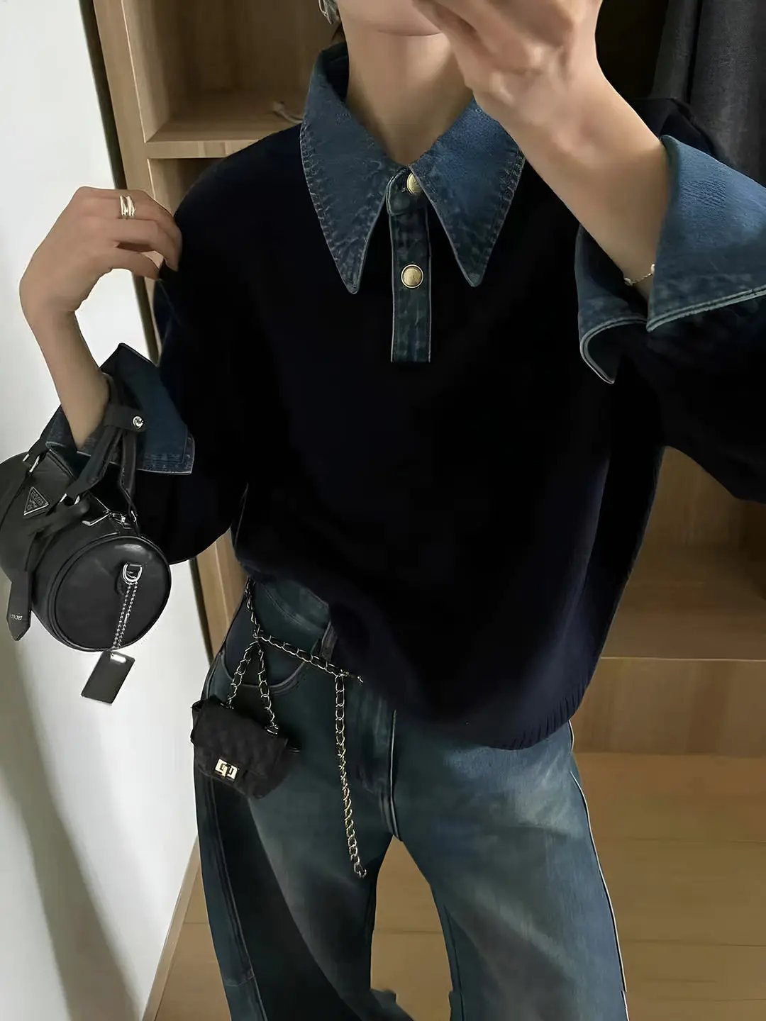 2 in 1 Panel Lapel Sweater KNOWRIC