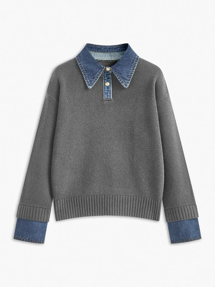 2 in 1 Panel Lapel Sweater KNOWRIC